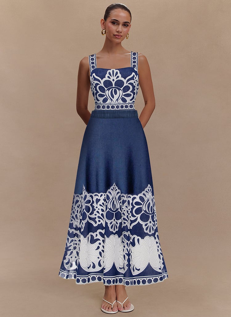 New ethnic style printed one-piece swimsuit set