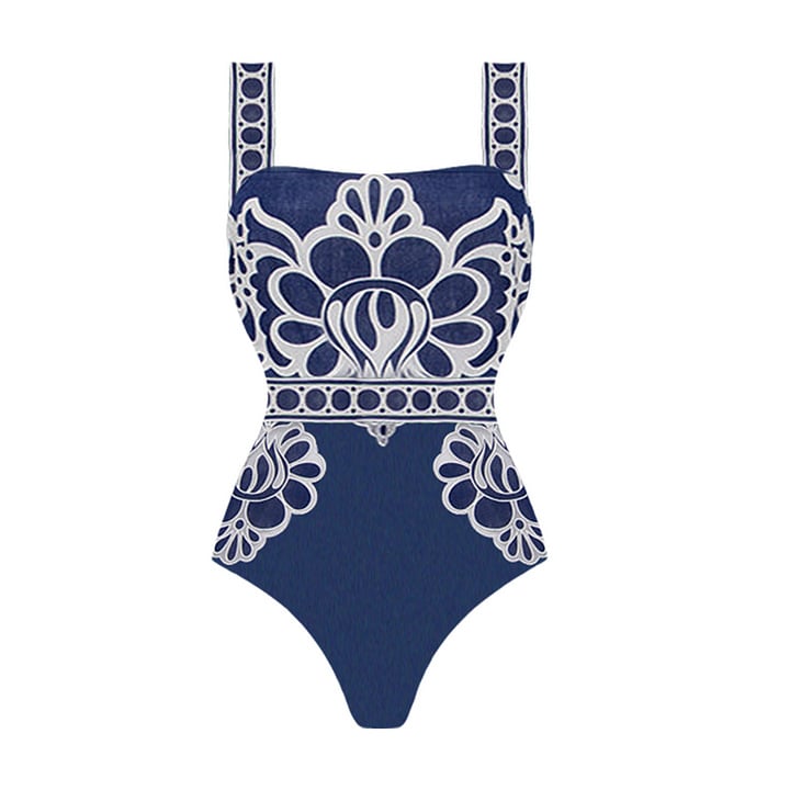 New ethnic style printed one-piece swimsuit set