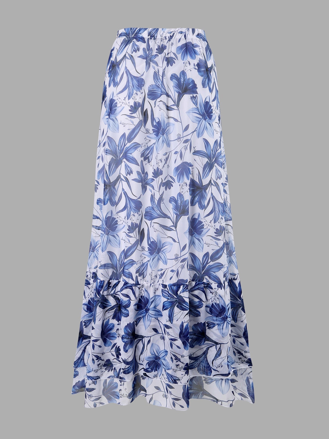 Blue and White Porcelain Swimsuit Wrap Skirt Set
