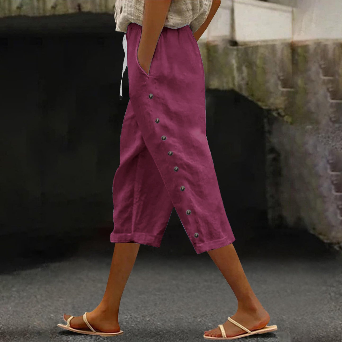 Summer ladies all-match casual cropped trousers
