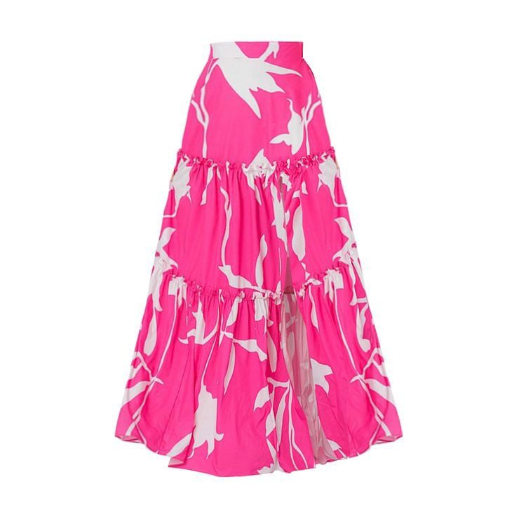 New V-neck ruffled printed one-piece swimsuit perfect for the beach