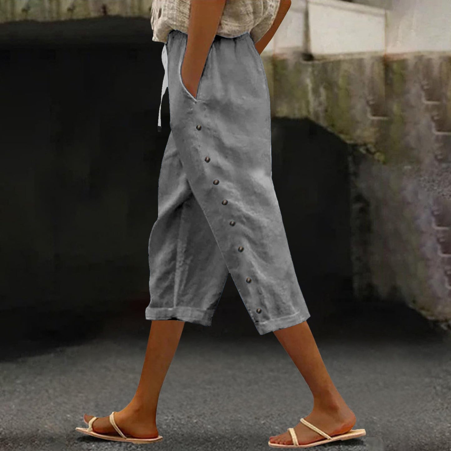 Summer ladies all-match casual cropped trousers