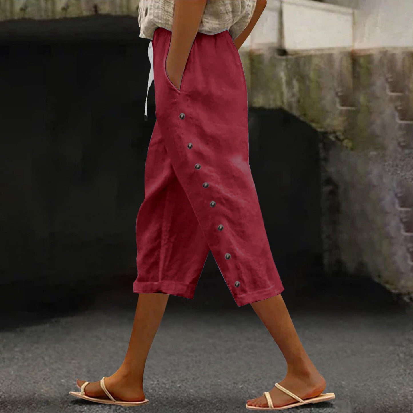 Summer ladies all-match casual cropped trousers