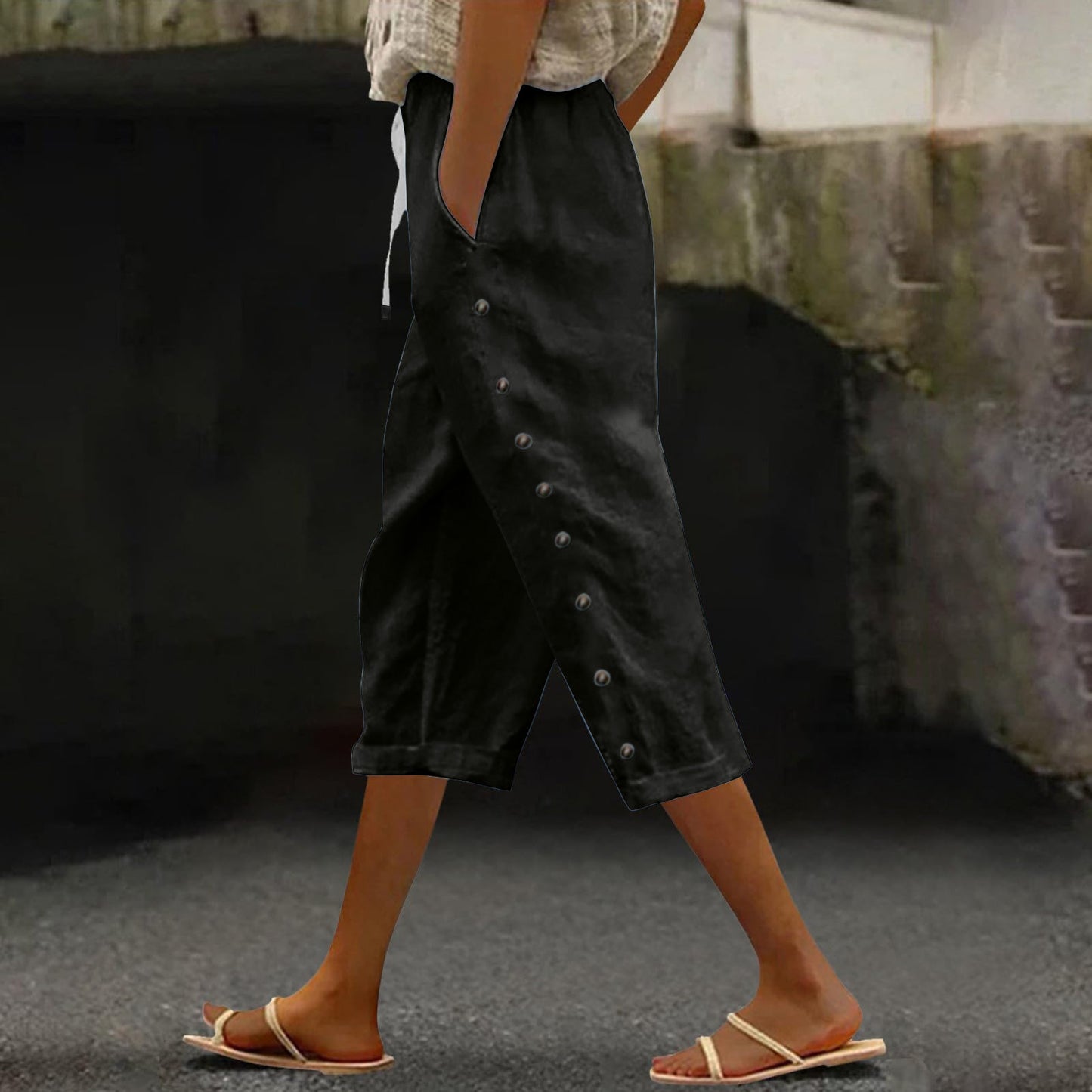Summer ladies all-match casual cropped trousers