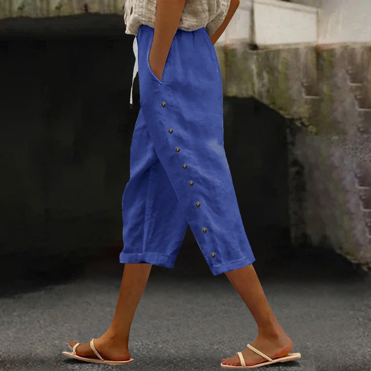 Summer ladies all-match casual cropped trousers