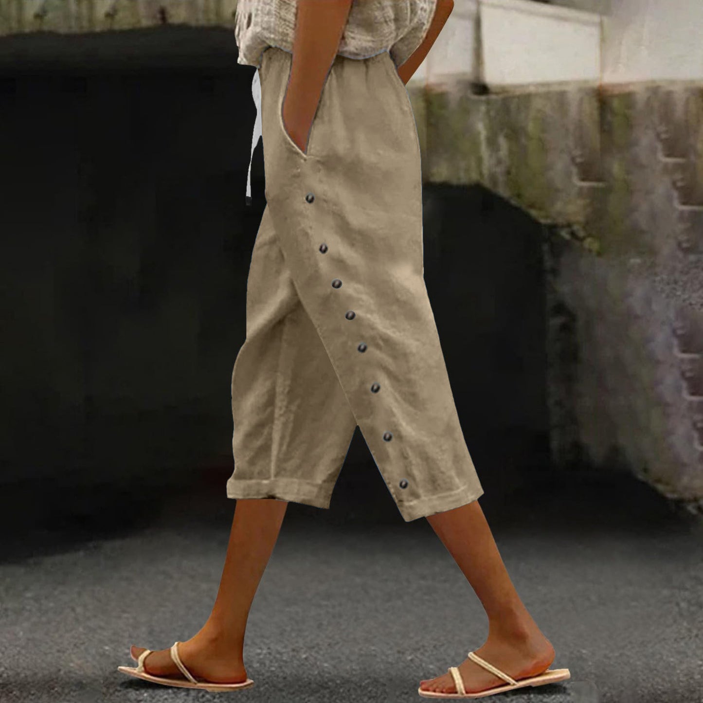 Summer ladies all-match casual cropped trousers