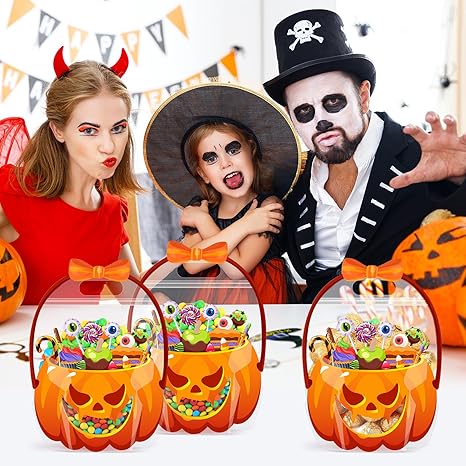 🔥Last Day 50% OFF - Halloween Favor Bags Transparent Pumpkin Sealed Pouches🍬