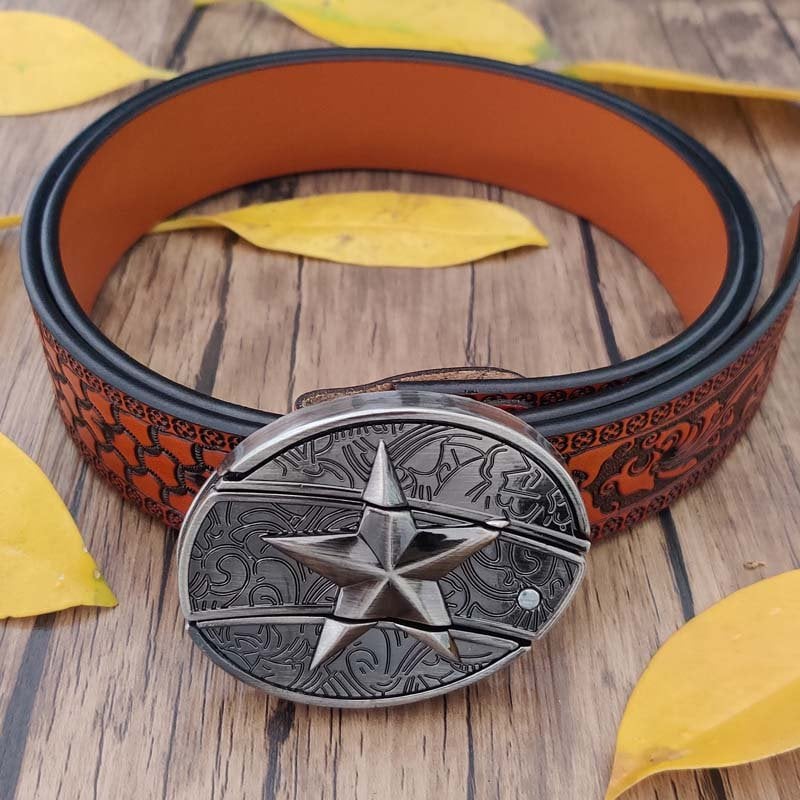 🔥LAST DAY 50% OFF🔥Fashion Punk Hidden Folding Knife Leather Belt