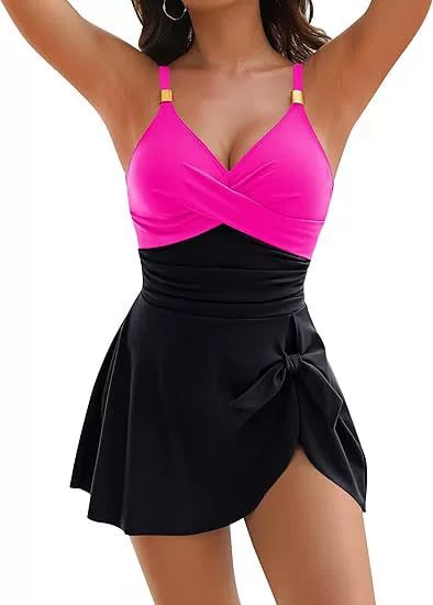 new solid color slim collar one-piece swimsuit