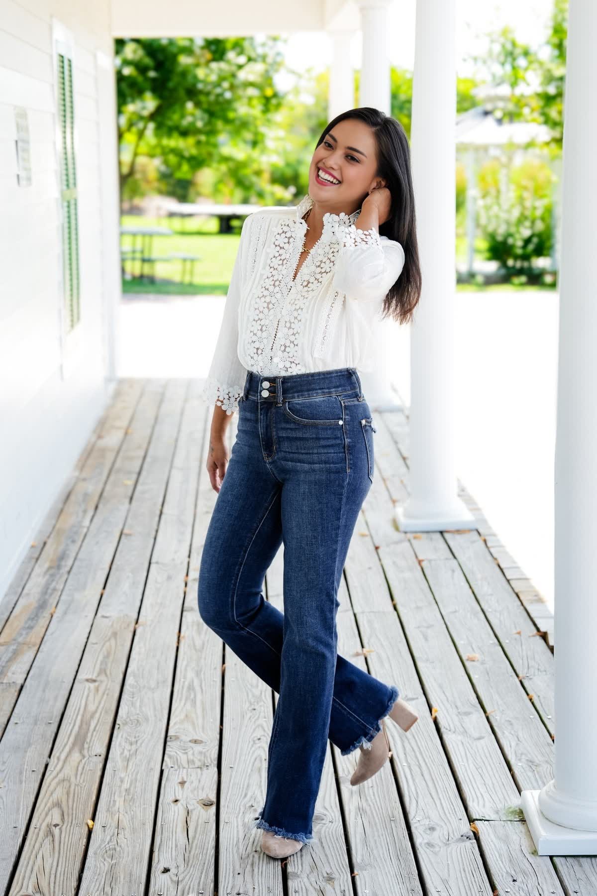 Jcpnneys - Vintage Double Button Frayed Hem Bootcut Jeans