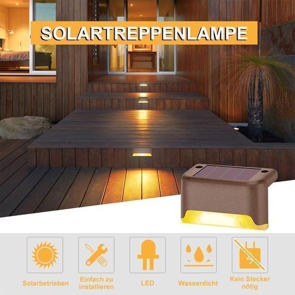 Jcpnneys - LED Solar Lamp Path Staircase Outdoor Waterproof Wall Light