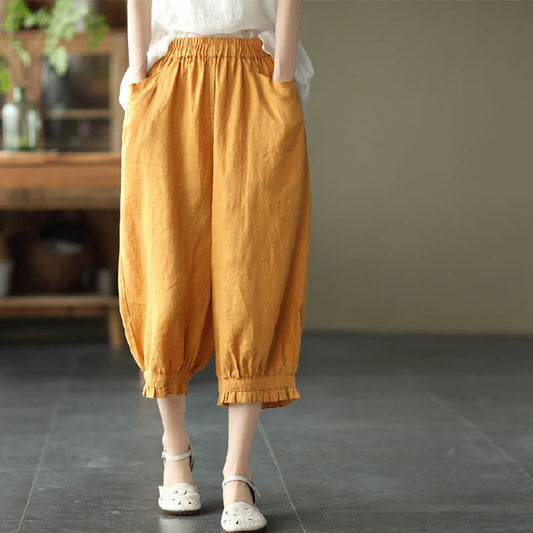 Summer retro solid color harem casual pants