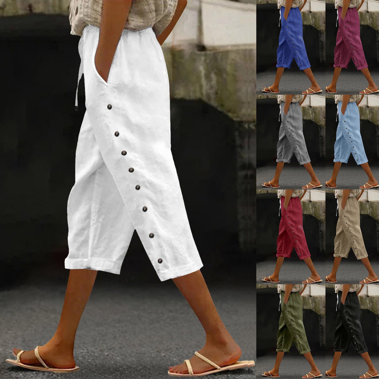 Summer ladies all-match casual cropped trousers
