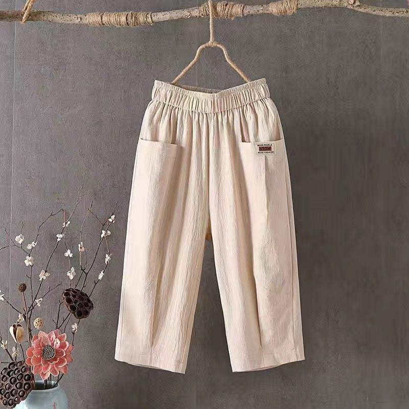 Summer cotton and linen loose large size harem casual pants