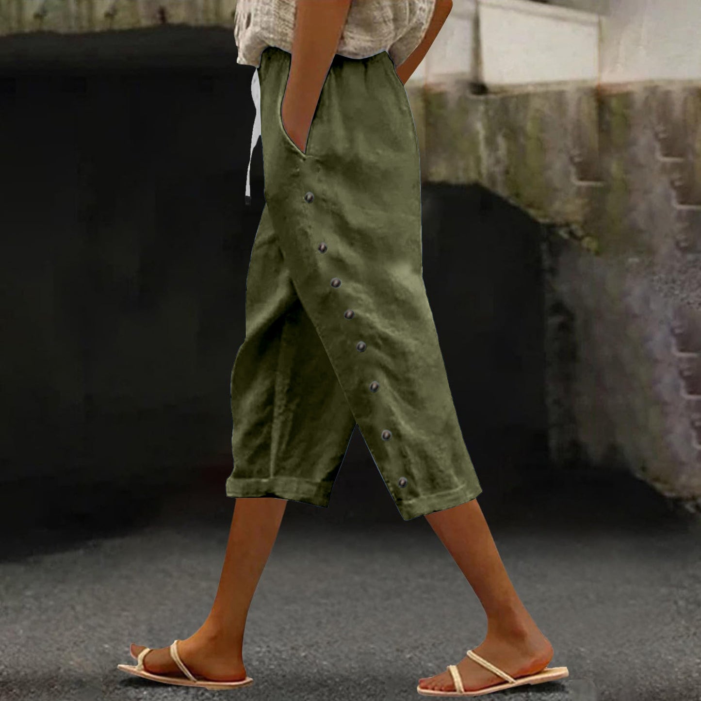 Summer ladies all-match casual cropped trousers