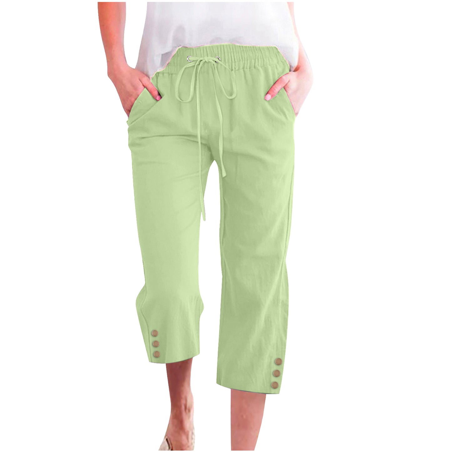 Women's solid color drawstring loose casual pants