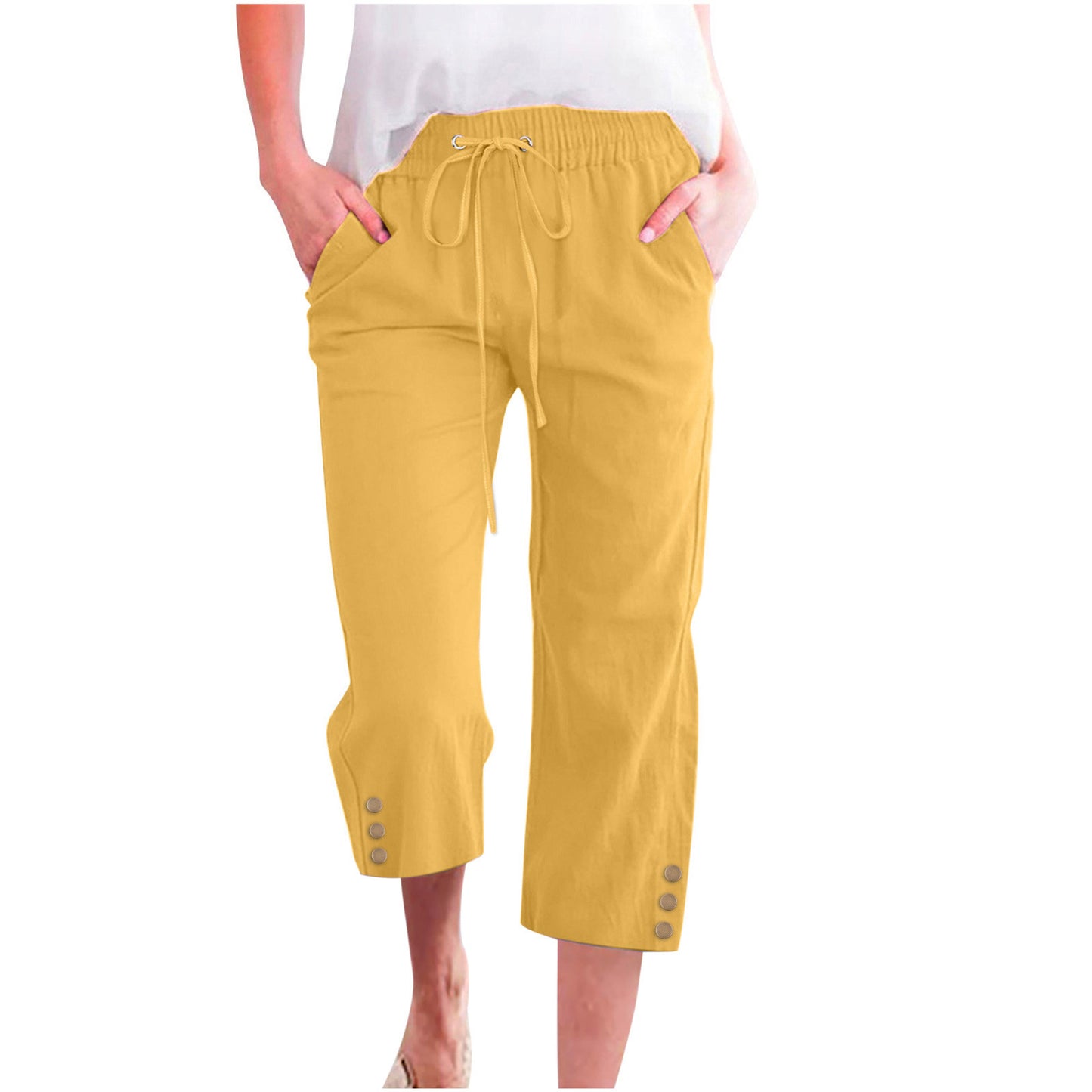 Women's solid color drawstring loose casual pants
