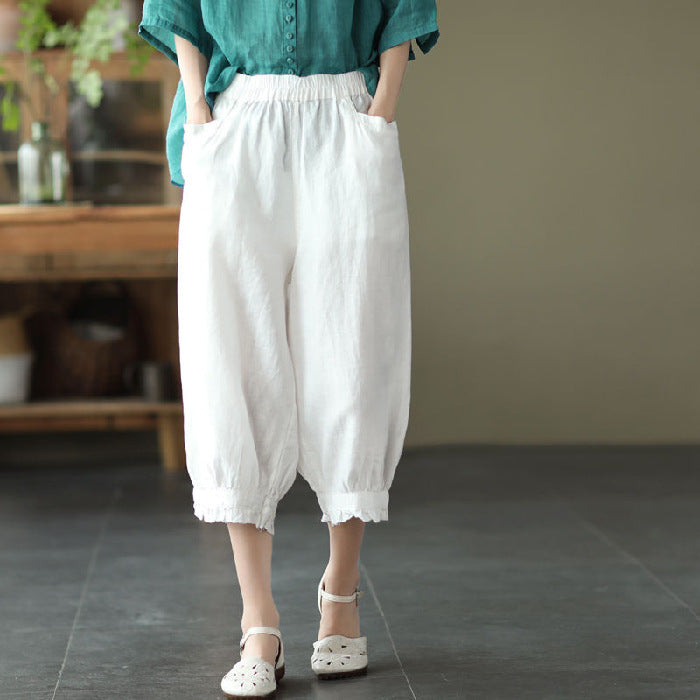 Summer retro solid color harem casual pants