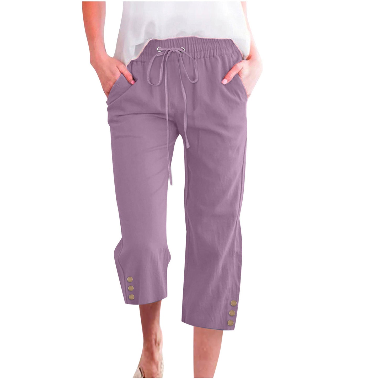 Women's solid color drawstring loose casual pants