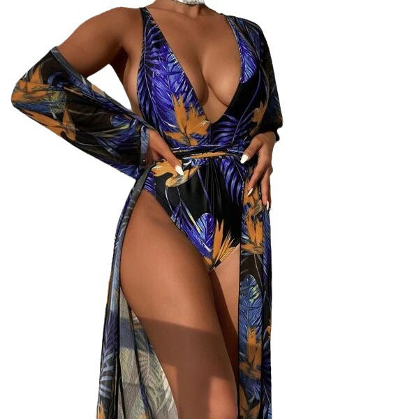 bikini one piece swimsuit cape two piece set