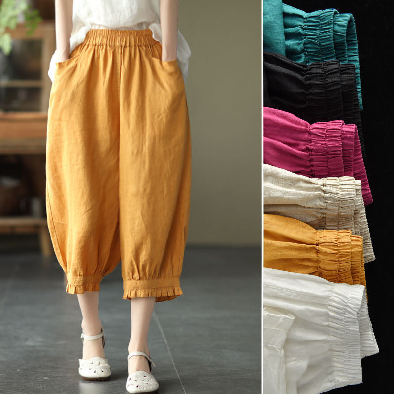 Summer retro solid color harem casual pants