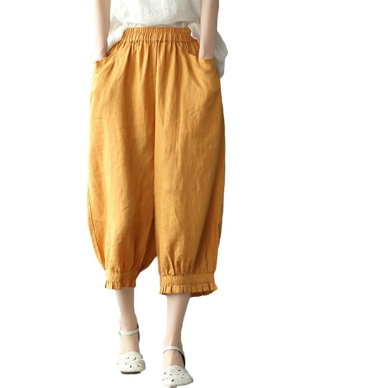 Summer retro solid color harem casual pants