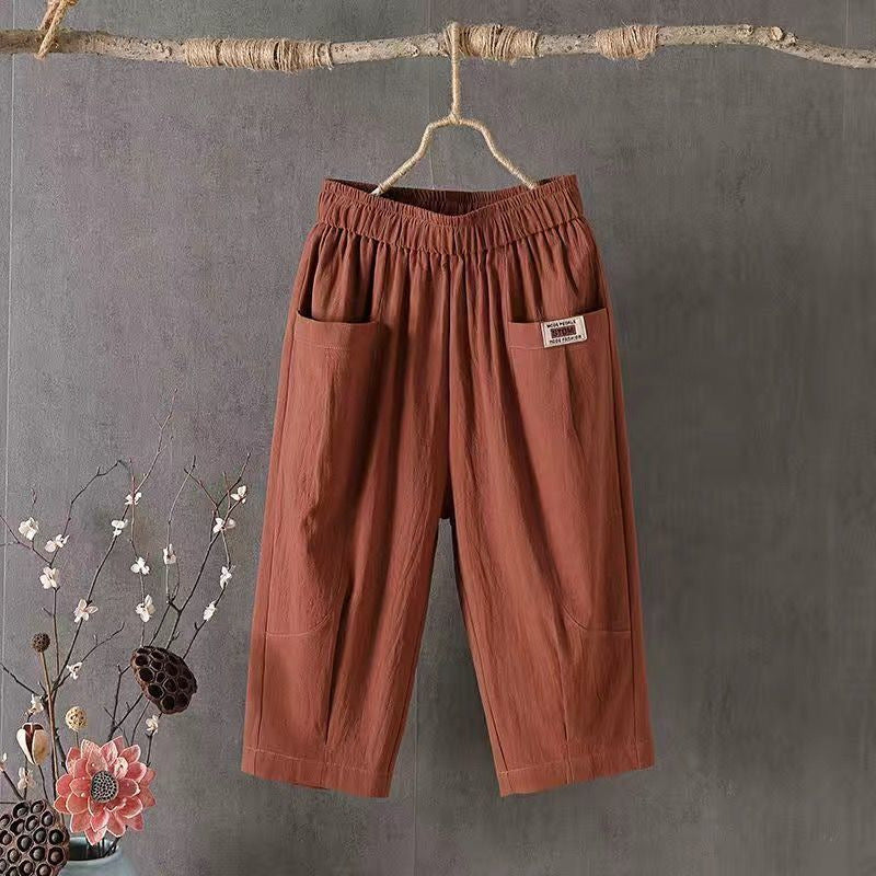 Summer cotton and linen loose large size harem casual pants