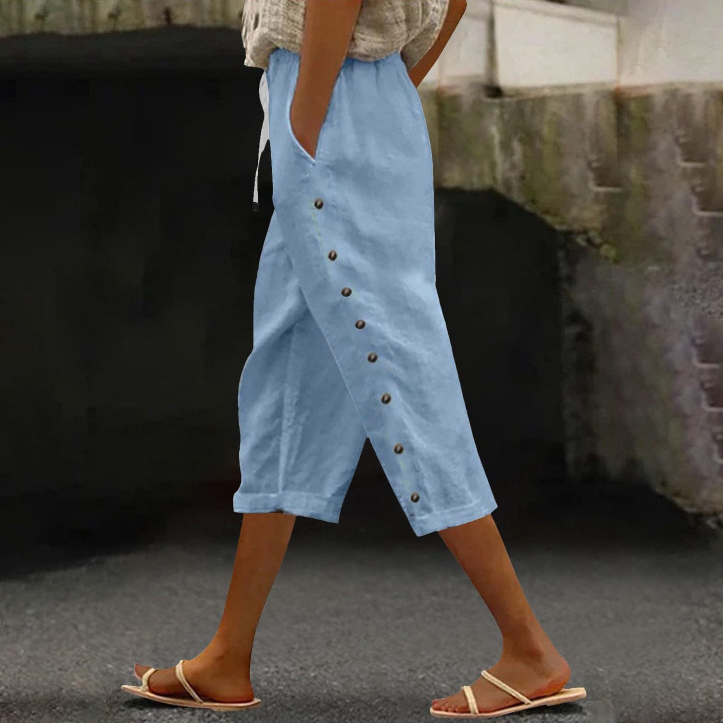 Summer ladies all-match casual cropped trousers