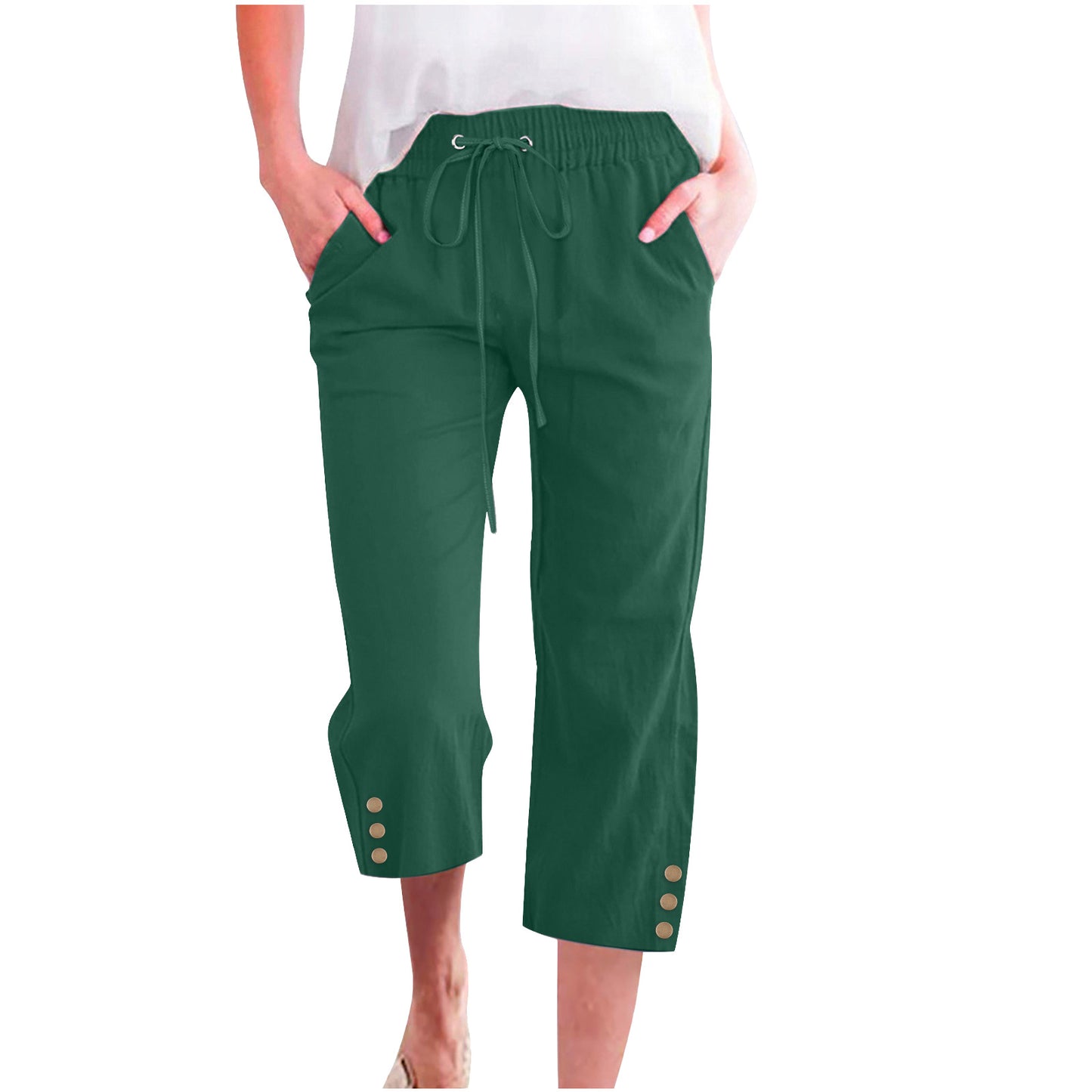 Women's solid color drawstring loose casual pants