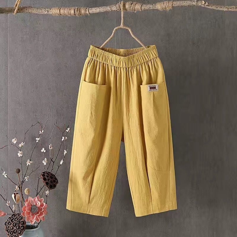 Summer cotton and linen loose large size harem casual pants