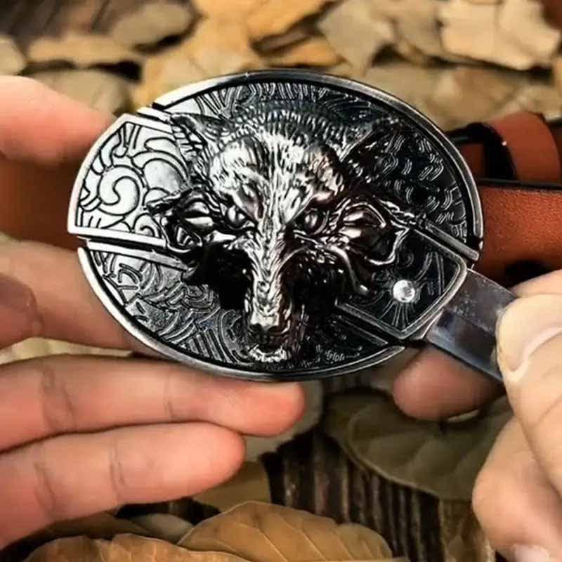 🔥LAST DAY 50% OFF🔥Fashion Punk Hidden Folding Knife Leather Belt