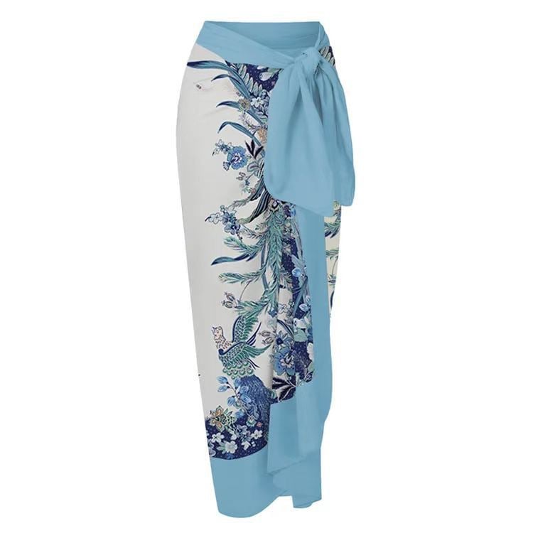 PRINTED CHIFON ONE-PIECE SWIMSUIT SET