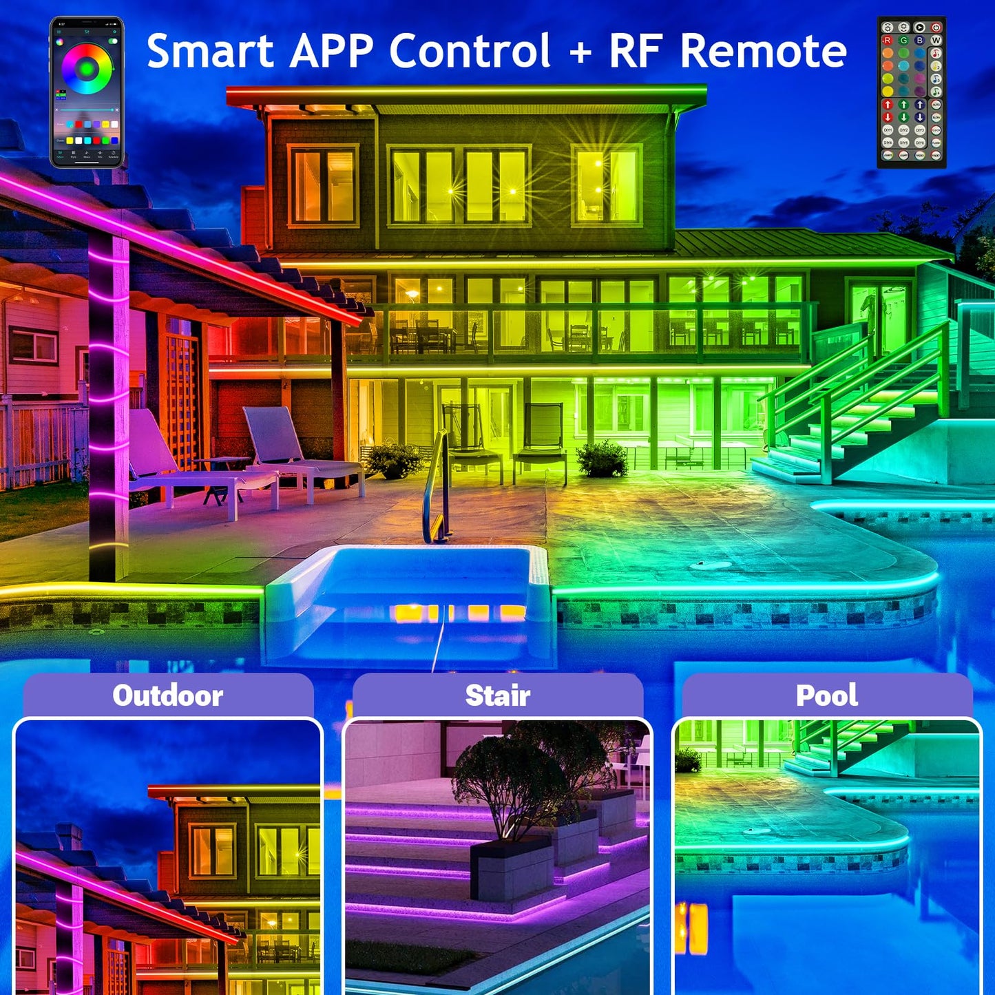 Jcpnneys - Smart Rainbow LED Permanent Outdoor Light