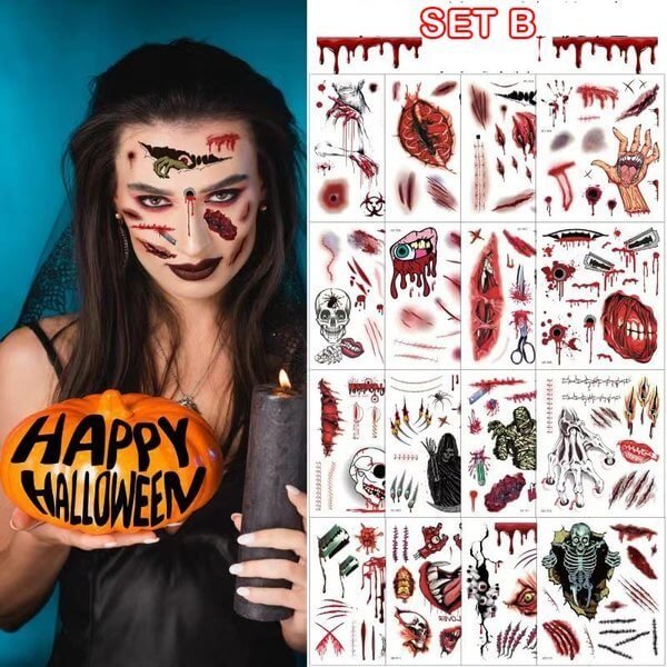 🔥Halloween's hottest items - Halloween prank makeup temporary tattoo