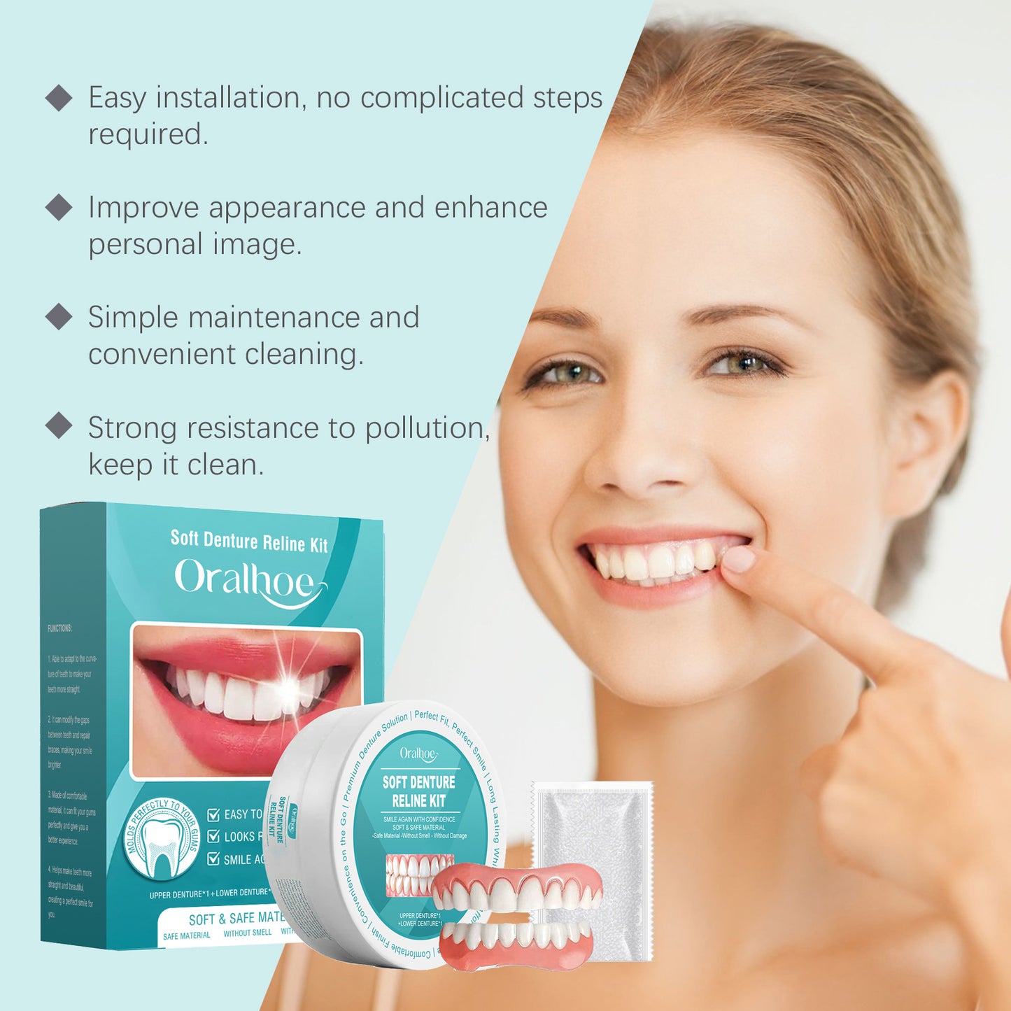 🔥Super hot silicone denture set (upper and lower)