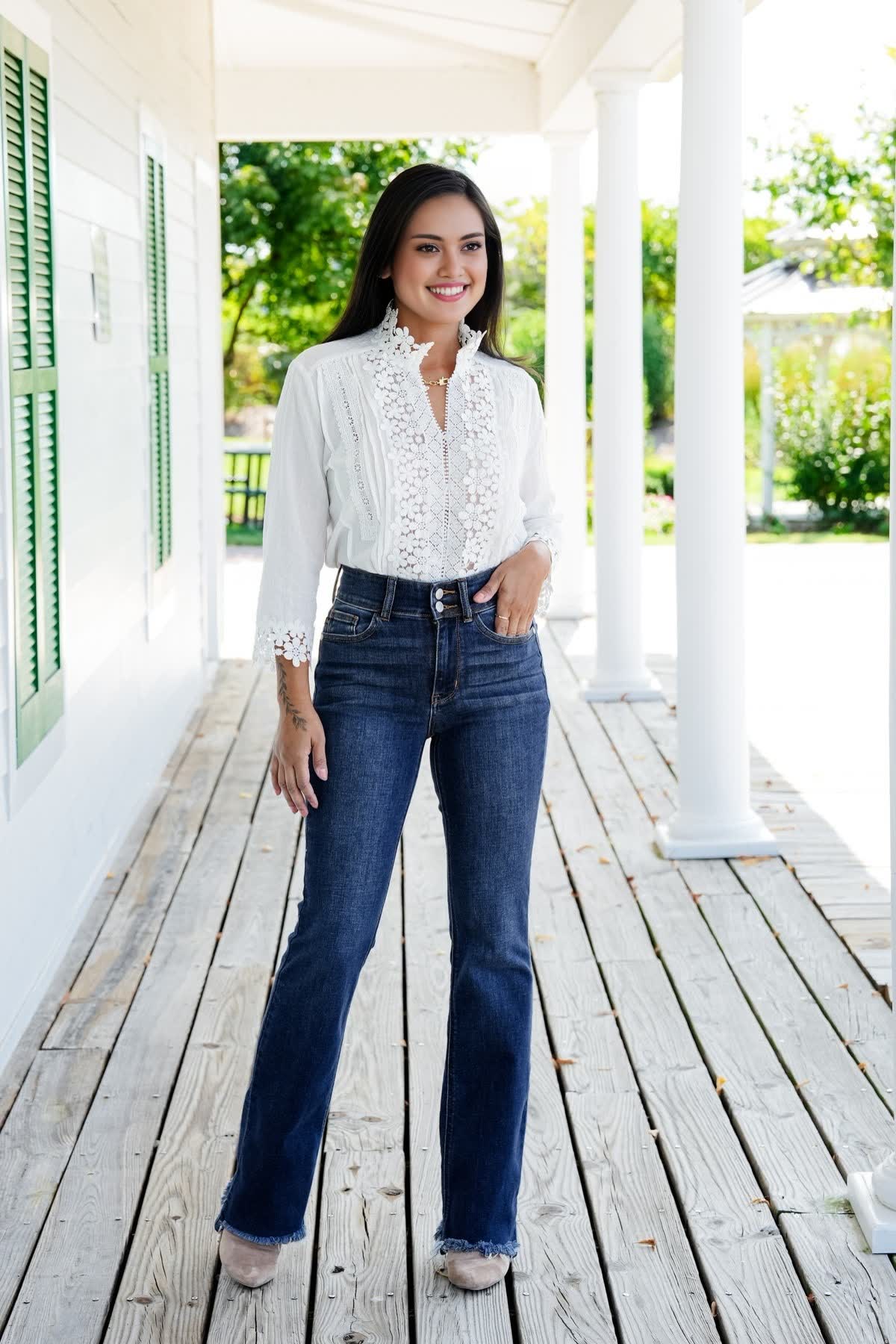 Jcpnneys - Vintage Double Button Frayed Hem Bootcut Jeans
